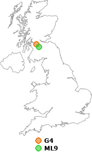 map showing distance between G4 and ML9