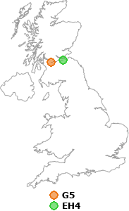 map showing distance between G5 and EH4