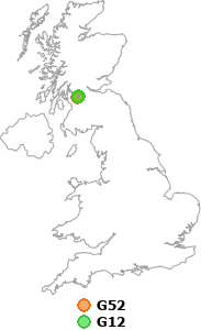 map showing distance between G52 and G12