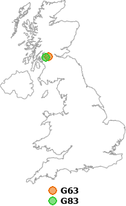 map showing distance between G63 and G83