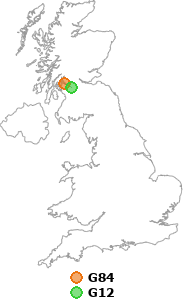 map showing distance between G84 and G12