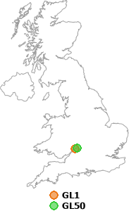 map showing distance between GL1 and GL50