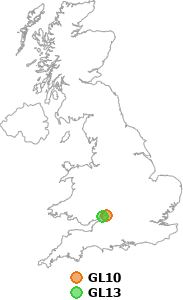 map showing distance between GL10 and GL13