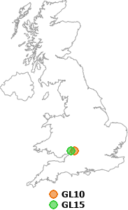 map showing distance between GL10 and GL15