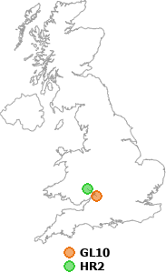 map showing distance between GL10 and HR2