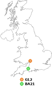 map showing distance between GL2 and BA21