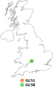 map showing distance between GL51 and GL50