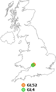 map showing distance between GL52 and GL4