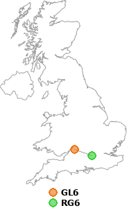 map showing distance between GL6 and RG6