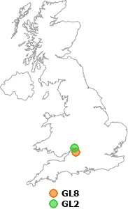 map showing distance between GL8 and GL2