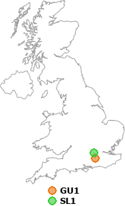 map showing distance between GU1 and SL1