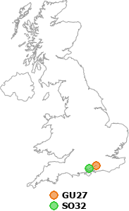 map showing distance between GU27 and SO32