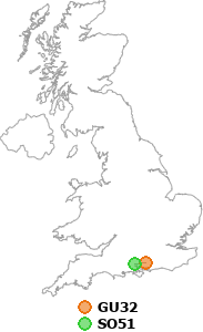 map showing distance between GU32 and SO51