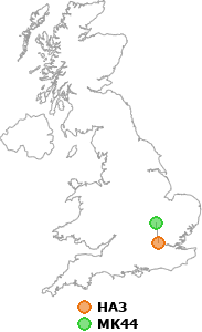 map showing distance between HA3 and MK44