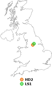 map showing distance between HD2 and LS1