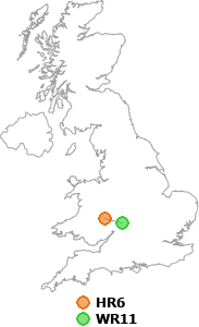 map showing distance between HR6 and WR11