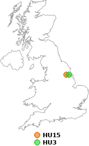 map showing distance between HU15 and HU3