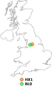 map showing distance between HX1 and BL0