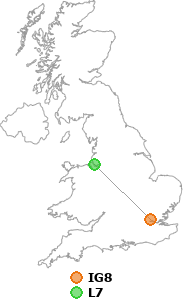 map showing distance between IG8 and L7