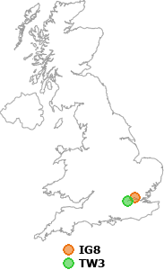 map showing distance between IG8 and TW3