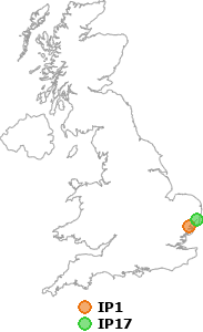 map showing distance between IP1 and IP17