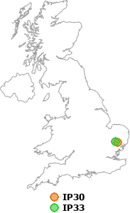 map showing distance between IP30 and IP33