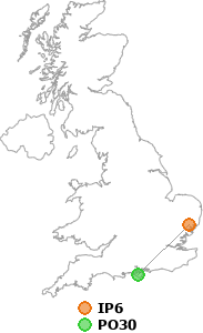 map showing distance between IP6 and PO30