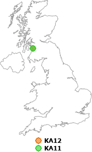 map showing distance between KA12 and KA11