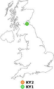 map showing distance between KY2 and KY1