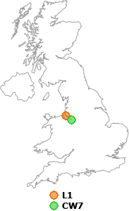 map showing distance between L1 and CW7