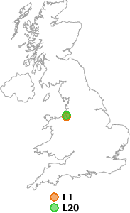 map showing distance between L1 and L20