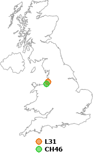 map showing distance between L31 and CH46