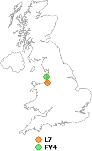 map showing distance between L7 and FY4