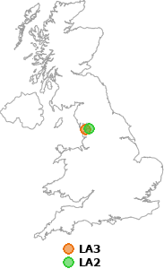 map showing distance between LA3 and LA2