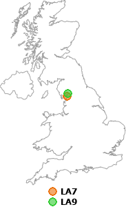 map showing distance between LA7 and LA9