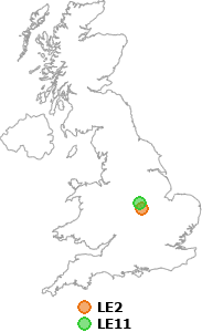 map showing distance between LE2 and LE11