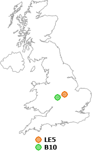 map showing distance between LE5 and B10