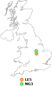 map showing distance between LE5 and NG3