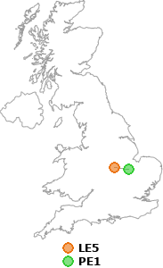 map showing distance between LE5 and PE1