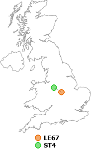 map showing distance between LE67 and ST4