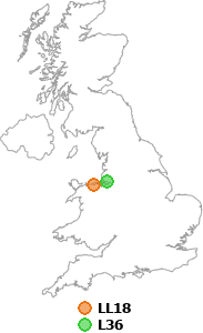 map showing distance between LL18 and L36