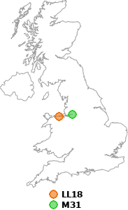 map showing distance between LL18 and M31