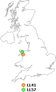 map showing distance between LL41 and LL57