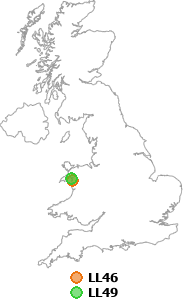 map showing distance between LL46 and LL49