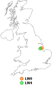 map showing distance between LN9 and LN4