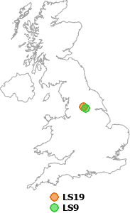 map showing distance between LS19 and LS9