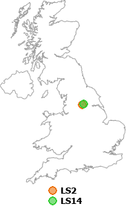 map showing distance between LS2 and LS14