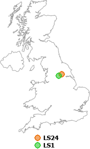 map showing distance between LS24 and LS1