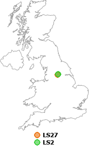 map showing distance between LS27 and LS2