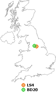 map showing distance between LS4 and BD20